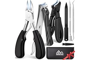 MERDTTES Toenail Clippers for Seniors Thick Toenails, Sharp Ingrown Toenail Clippers Nail Cutter Long Handle with Wide Jaw for Thick Nails, Heavy Duty Large Toe Nail Clipper Set for Men & Women,7 Pcs