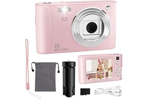 Diswoe Upgrade Kids Digital Camera, Christmas Birthday Gifts for Girls Age 3-12, HD Digital Selfie Video Cameras for Toddler, Portable Toy for 3 4 5 6 7 8 9 10 Year Old Girl with 32GB SD Card-Pink