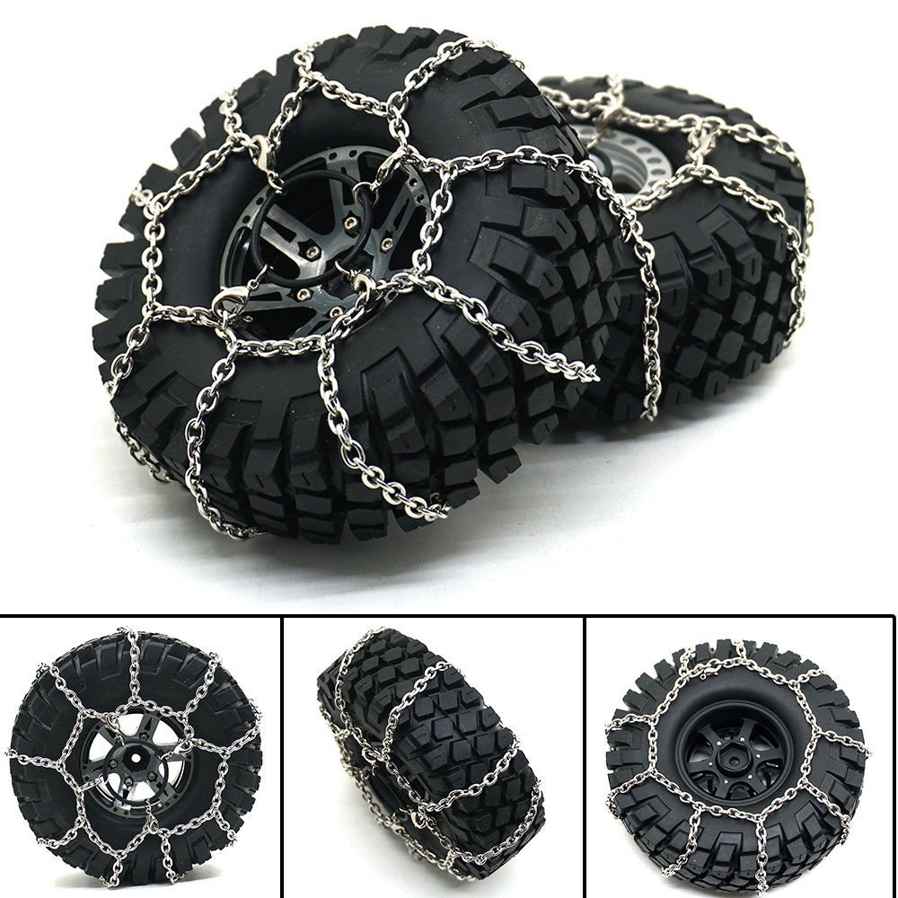 4Pcs Metal Anti-Skid Snow Chains Tire Chains For 1/10 TRX-4 trx4 Crawler