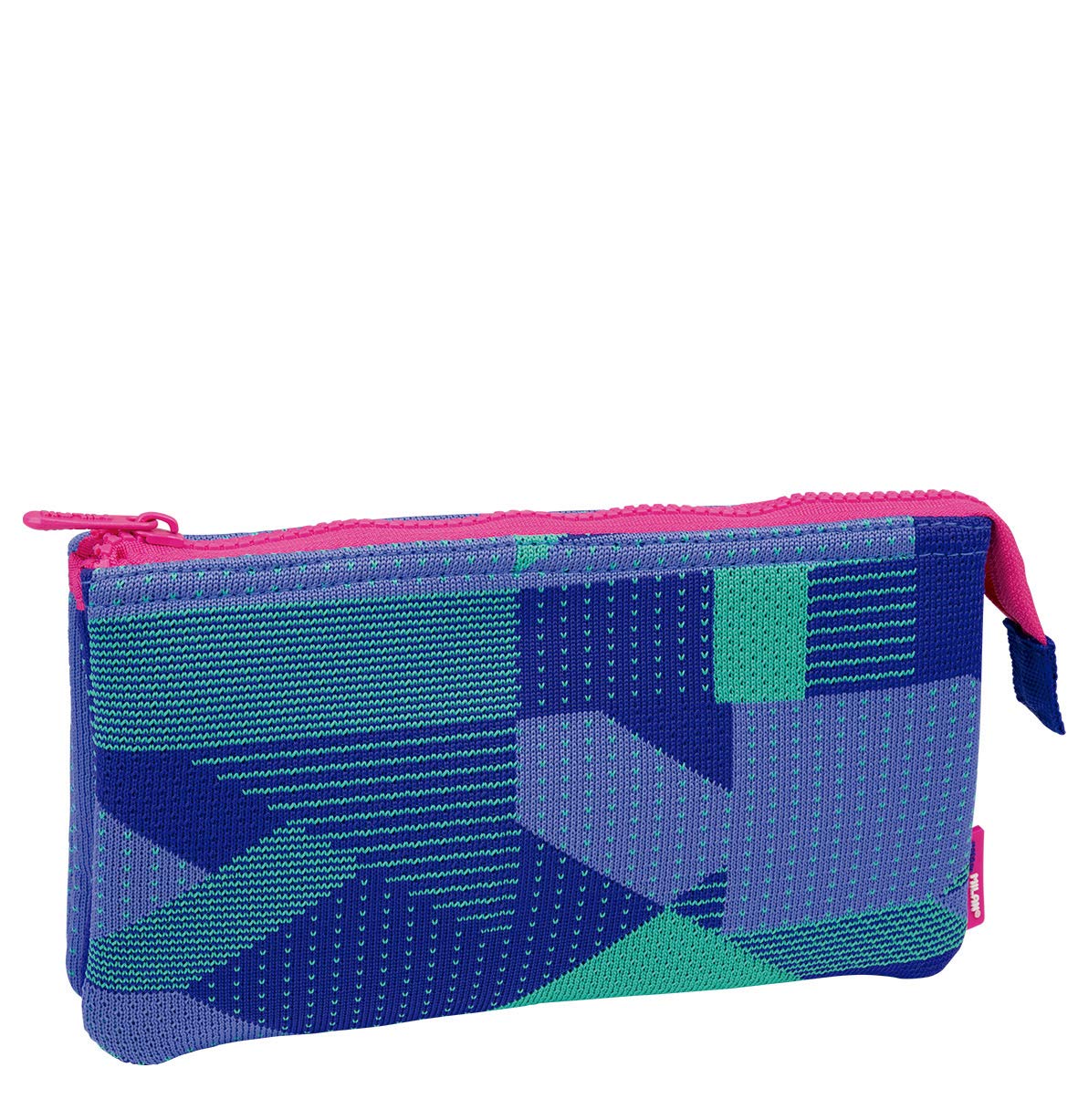 Milan Portatodo 2 Compartimentos Knit, Lila Pencil Cases, 22 cm, Purple (Lila y Verde)