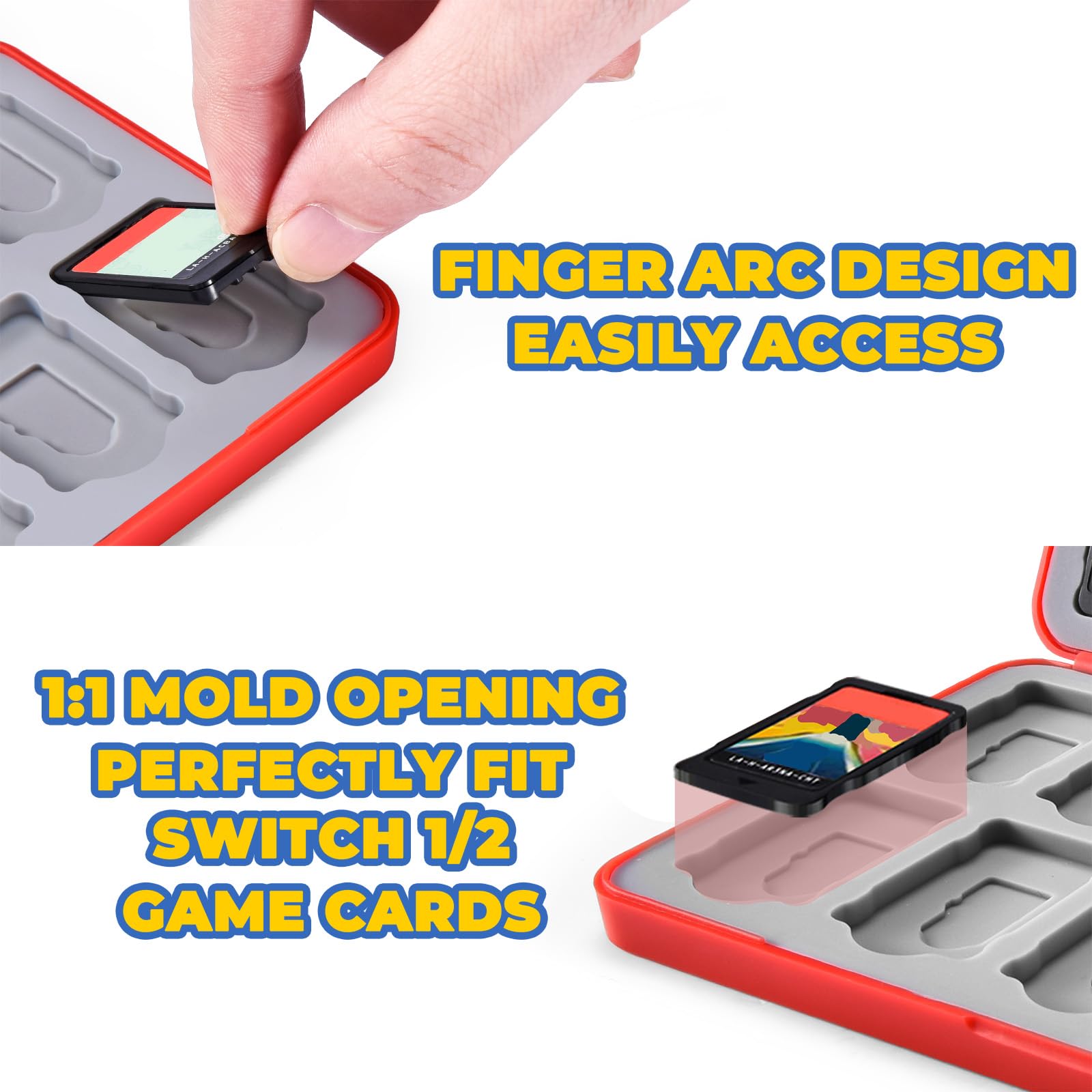 Switch 2 Game Case Holder for Nintendo Switch2/OLED/LITE Games & Micro SD Cards, FUNLAB Switch2 Game Card Holder Cartridge Case with 24 Game Card Storage - Red