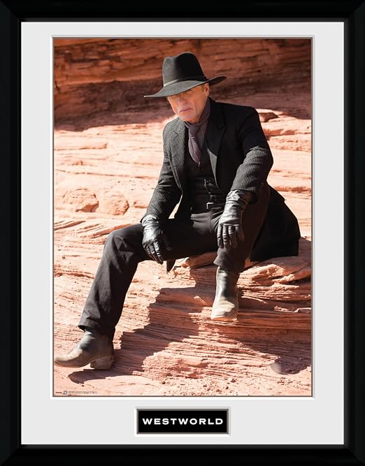 GB eye Ltd Westworld, Man in Black sitzen Kunstdruck, gerahmt, 30 x 40 cm, Holz, Verschiedene, 52 x 44 x 3 cm