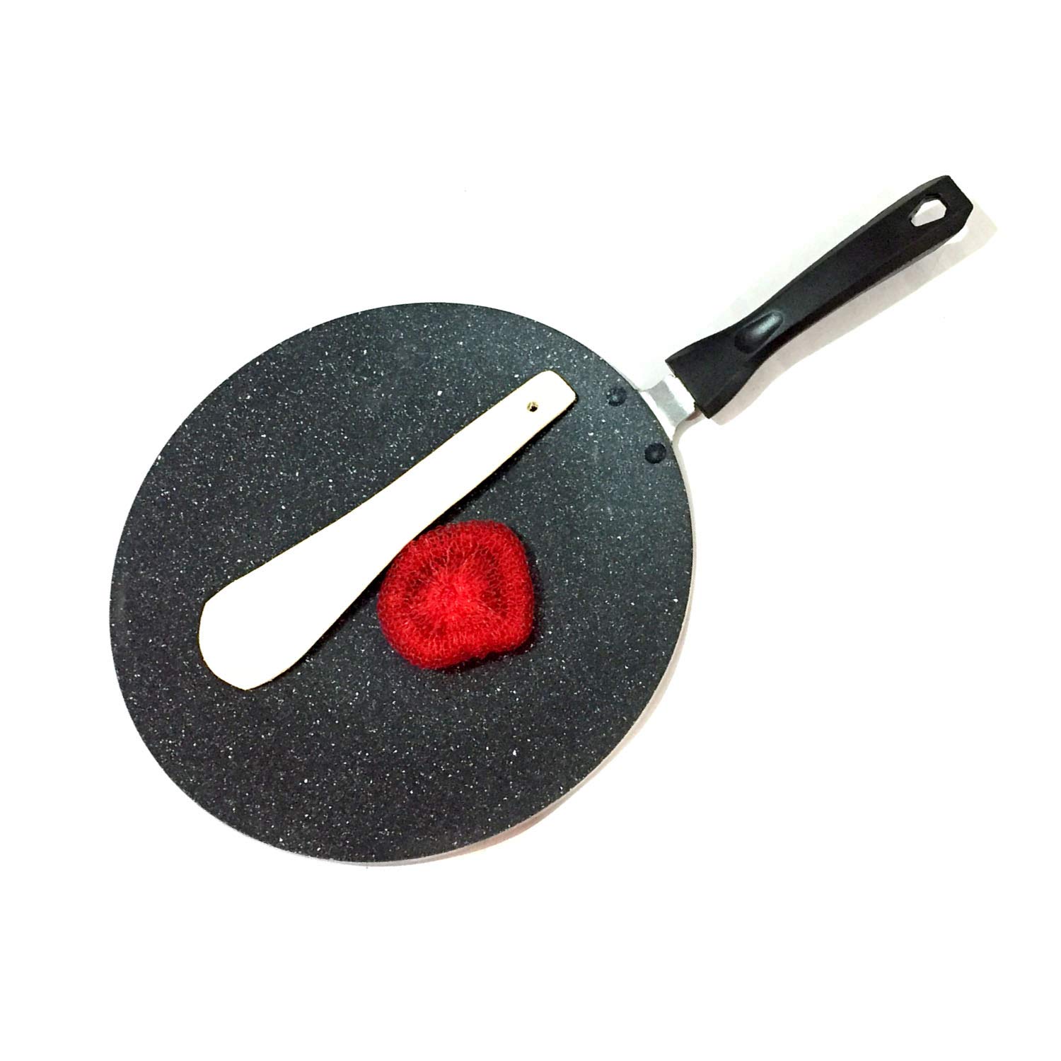YADNESH Nonstick Tawa Cooking Utensil Cookware Kitchen Tava Ideal To Make Roti/Chapati/Paratha Tava Griddle Aluminium Tawa Concave Griddle 4MM with Free Wooden Spatula & Scrubber (275 MM)