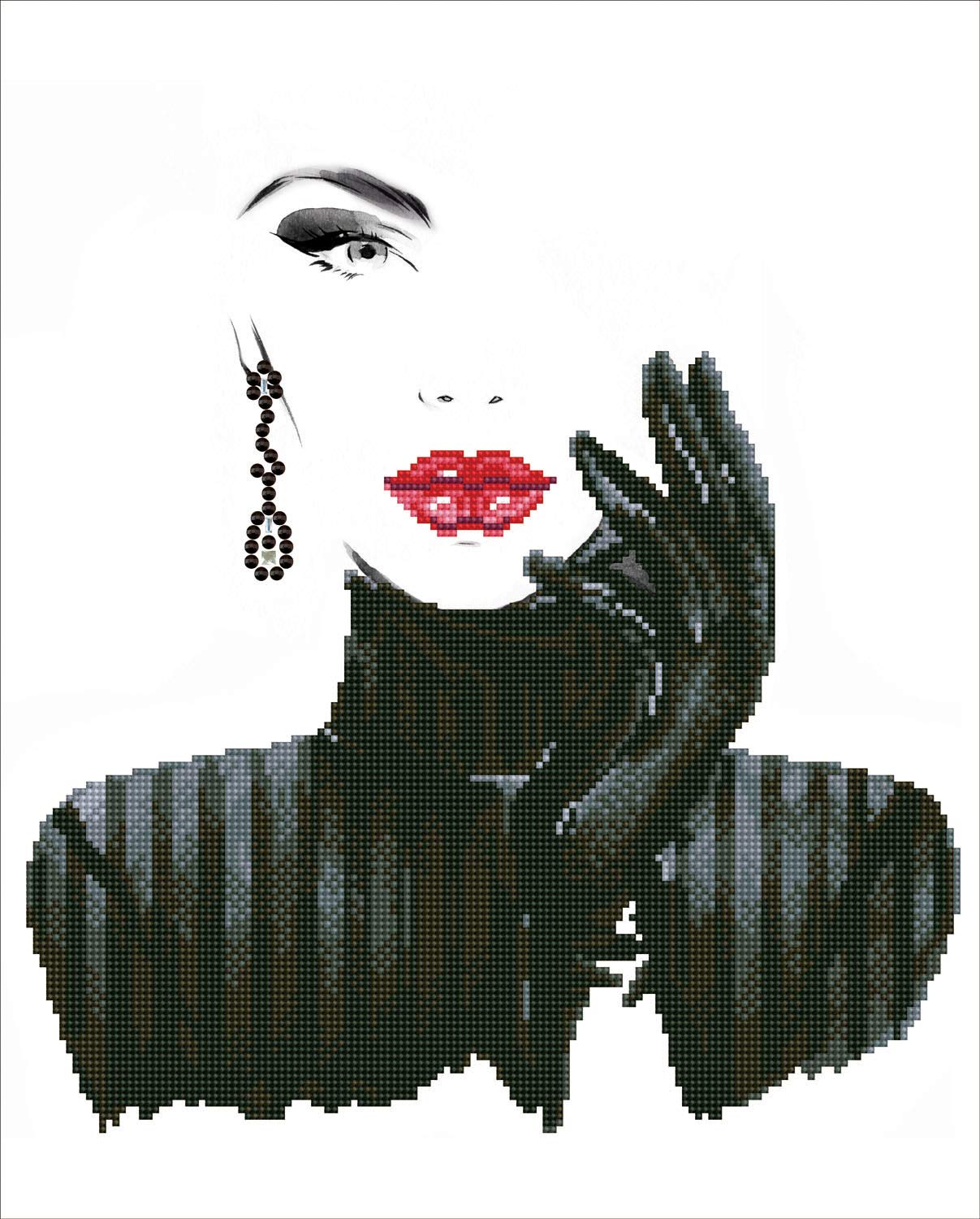 DIAMOND DOTZ Diamond Painting Kit: Lady in Black, Assorted, 42x52cm