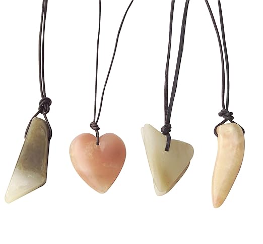 Talcus Set Amulettsteinplättchen Kettenanhänger Schmuckstein Specksteinanhänger