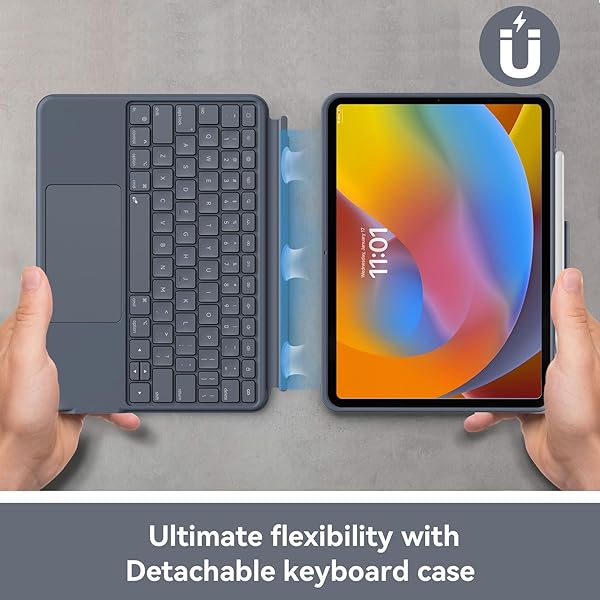 MAGITYPE CASE WITH KEYBOARD FOR IPAD PRO13 M4/ M5: BLUETOOTH WIRELESS DETACHABLE MAGNETIC STAND RECHARGEABLE KEYBOARD WITH FOLIO SLIM COMPACT REMOVABLE COVER WITH TRACKPAD, WHITE BACKLIT