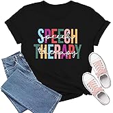 TIEEI Speech Therapy Shirt for Women Speech Language Pathologist Shirts Therapist Tee Tops
