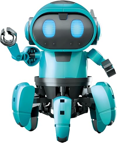 CONSTRUCT & CREATE Tobbie Self-Guiding AI Robot STEM Kit Blue 114 Pcs