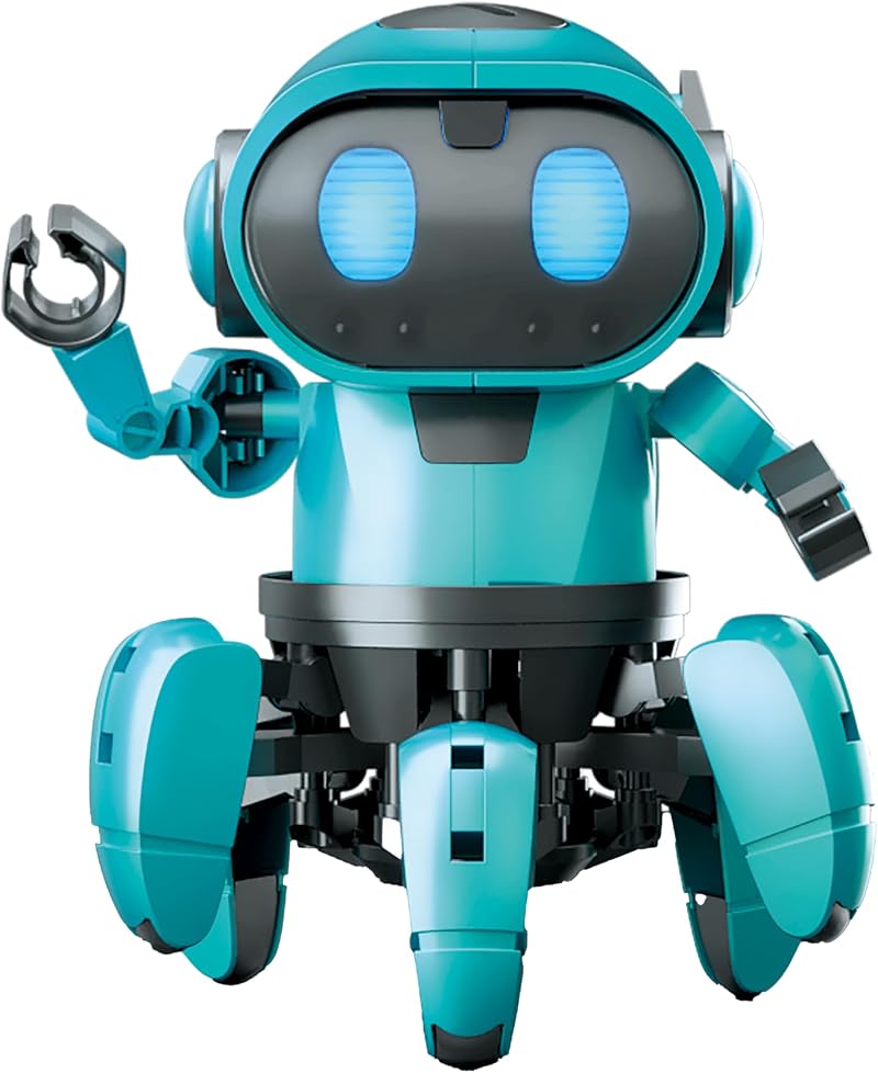 CONSTRUCT & CREATE Tobbie Self-Guiding AI Robot STEM Kit Blue 114 Pcs