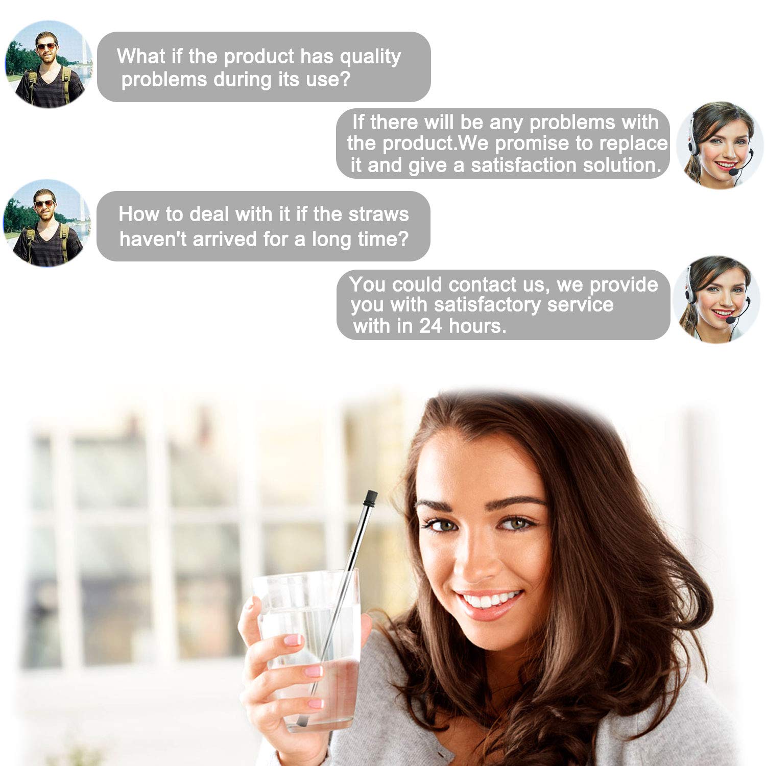 Collapsible Reusable Straws-RUCACIO Folding Drinking Straws Medical-Grade Food-Grade Reusable Drinking Straws Portable Straw with Hard Case Cleaning Brush(1 pack)