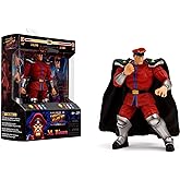 Jada Toys &ndash; Street Fighter II M. Bison Action Figure Wave 2 &ndash; 1:12 Scale, 6" Tall, Interchangeable Heads, Hands, Purple Fire Accessory