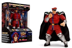 Jada Toys – Street Fighter II M. Bison Action Figure Wave 2 – 1:12 Scale, 6" Tall, Interchangeable Heads, Hands, Purple Fire Accessory