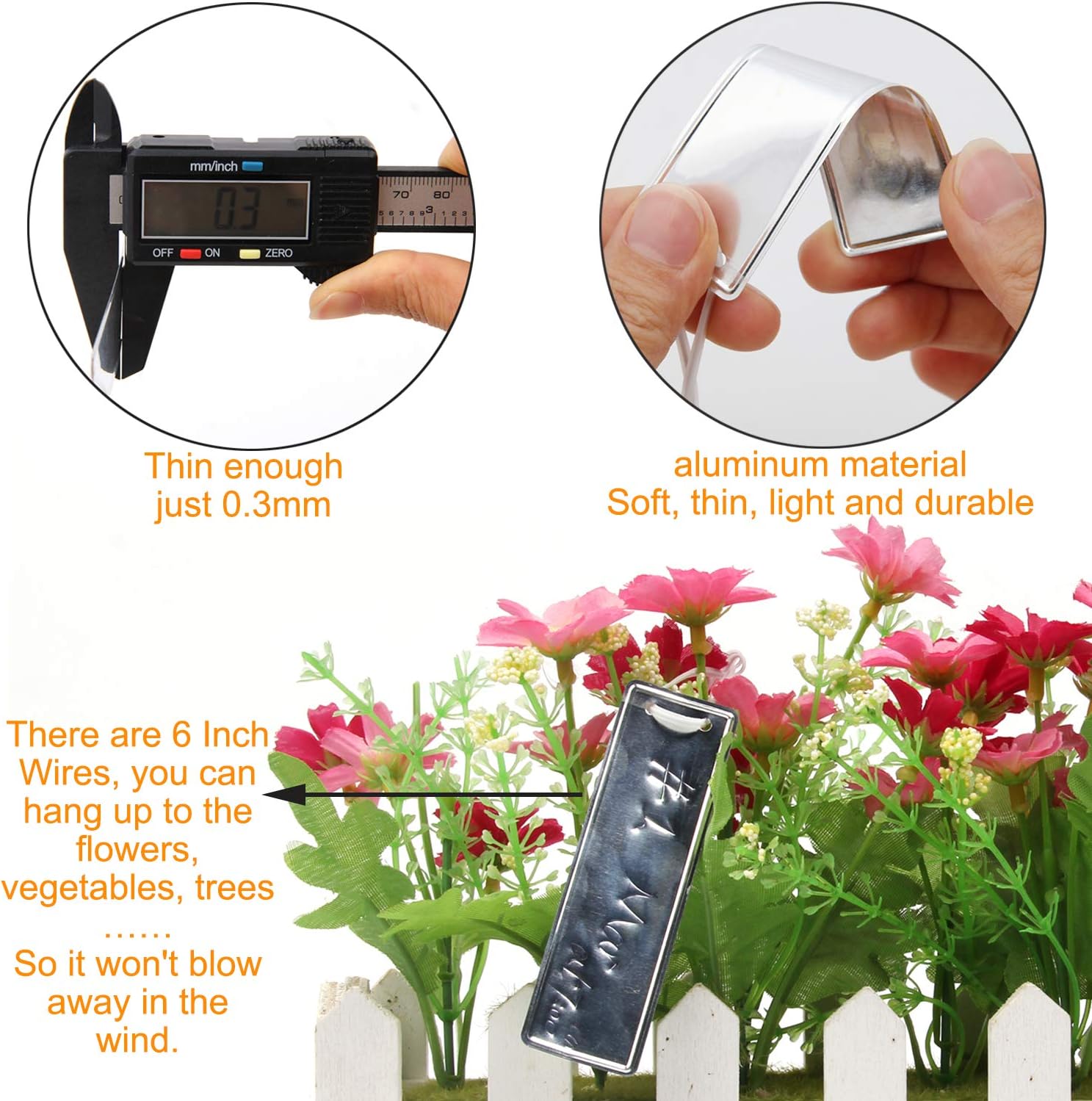 Zhichengbosi Plant Labels, Aluminium Plant Tags with 6 Inch Wires