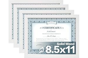Egofine 8.5x11 Picture Frames Set of 4, Made of Solid Wood Covered by Plexiglass for Document,Diploma, Certificates and Degree, for Table Top Display and Wall Mounting Photo Frame White