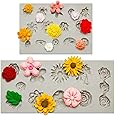 2 Pcs Flower Polymer Clay Molds for Jewelry Making, Daisy Rose Sunflower Nosegay Miniature Clay Molds for Polymer Clay Earrings Decoration for Clay Jewelry