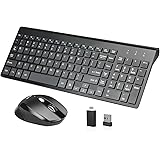 Wireless Keyboard and Mouse Combos, LeadsaiL Slim Wireless Full Size PC Keyboard and Silent Mouse, Less Noise Keys and Long Battery Life for Windows, Laptop, Notebook, Mac, Desktop (Black Set)