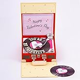 POPWOW Record Player Valentine Pop Up Card, Happy Valentine's Day, Vinyl, 3D Popup Greeting Cards, Gifts for Wife, Husband, Lovers, Boyfriend, Girlfriend, 5x7 - Includes Envelope And Message Note
