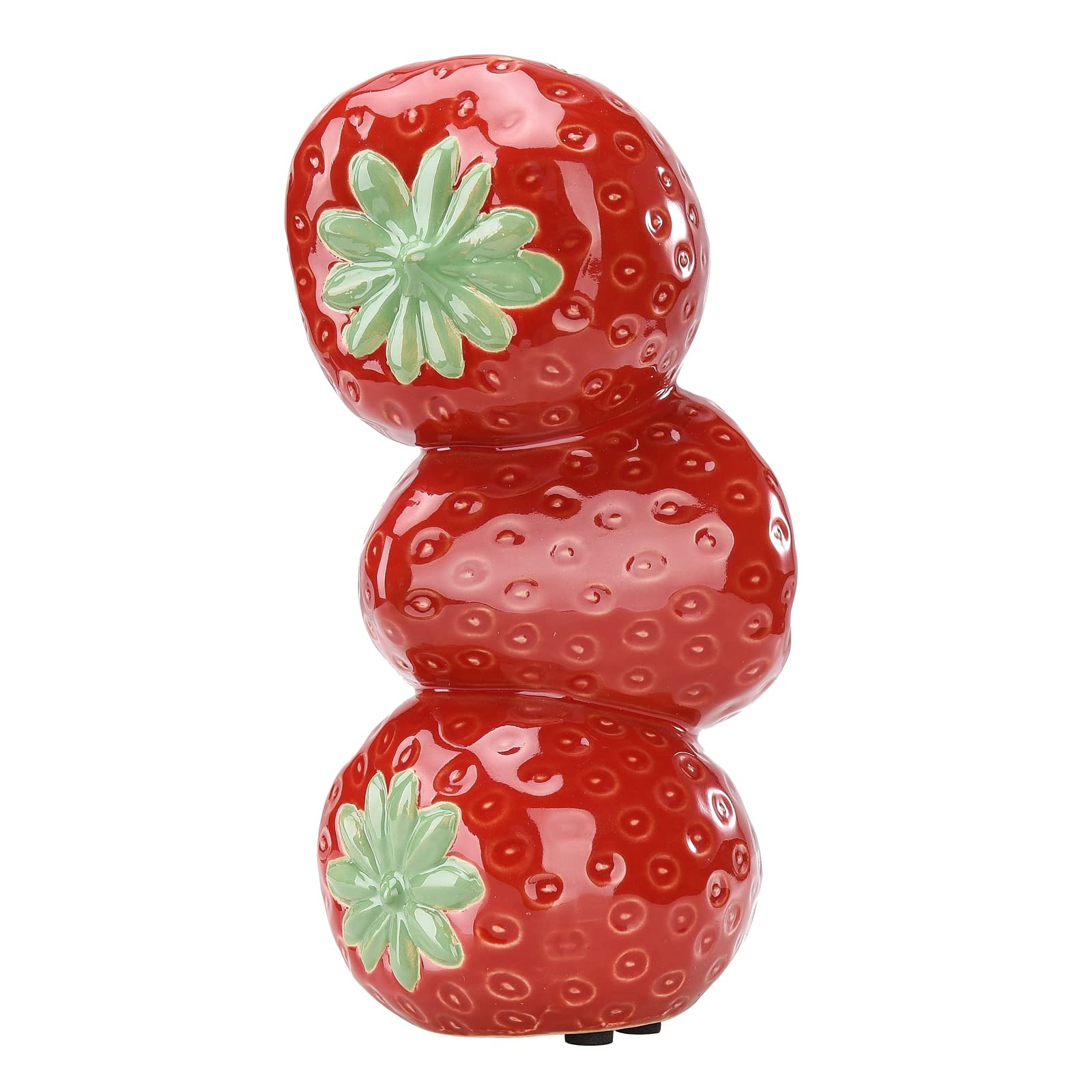 Cute Ceramic Strawberry Decorative Vase, Vintage Inspired, Flower Arrangement for Home Kitchen (Red)
