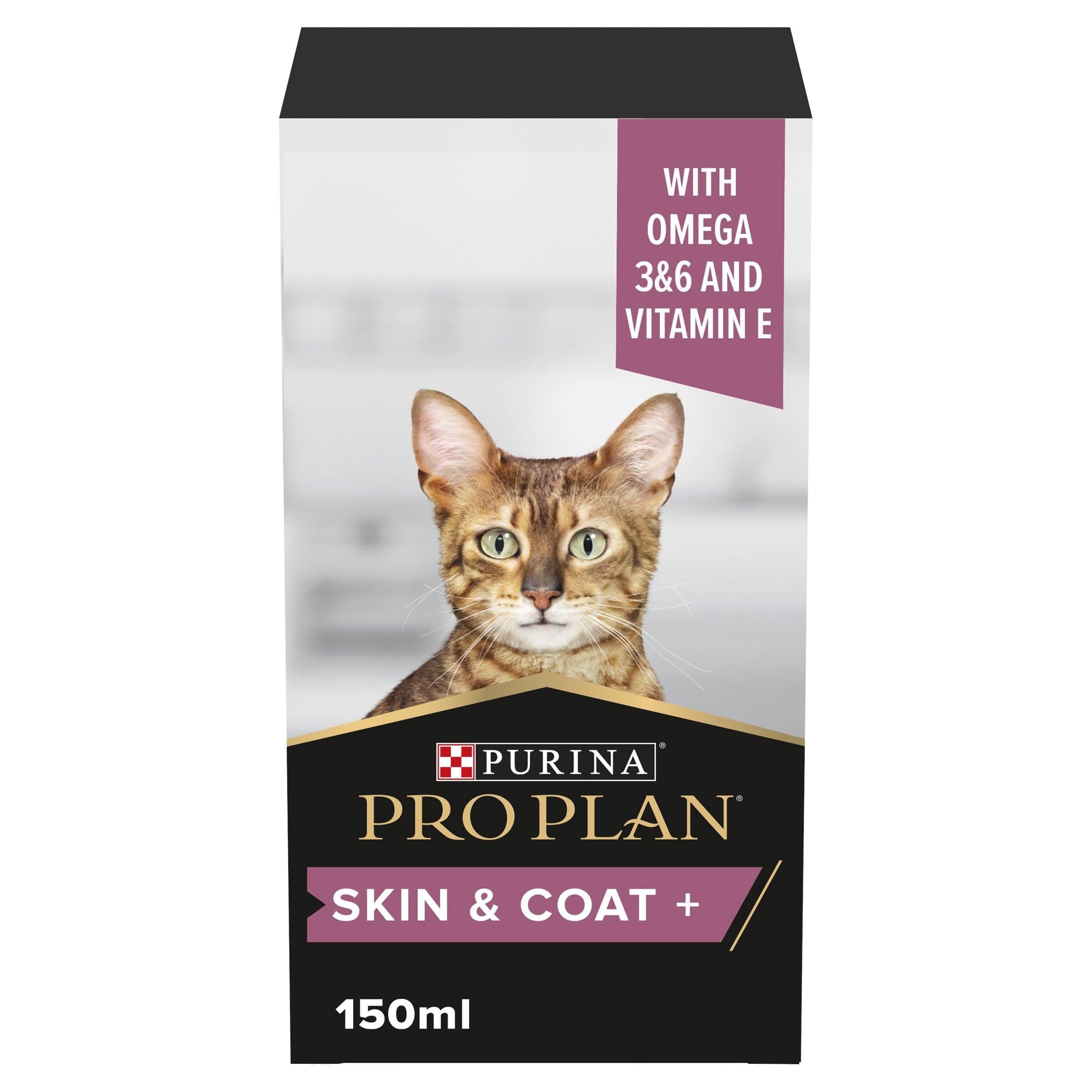 PRO PLAN Cat Skin and Coat Supplement | Skin health support, lustrous coat | with salmon oil, linseed oil, omega 3, omega 6, vitamin E | Adult and Senior cats | Oil 150 ml​