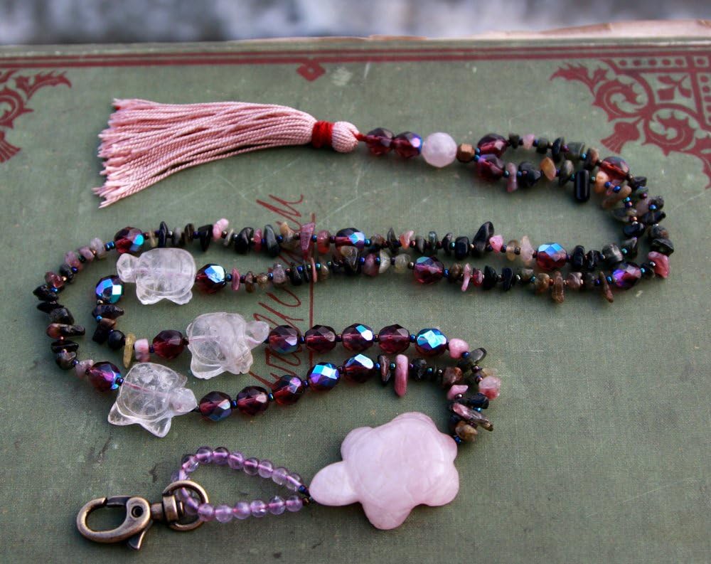 Pink Turtle Lanyard. Talisman Necklace. Totem. Bohemian. Boho. Rustic. Organic Necklace