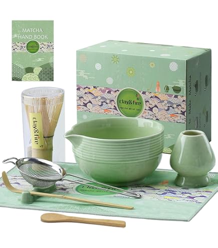 Kit Cérémonie Matcha Japonais Kit Matcha Complet,Avec Bol Matcha Bec Verseur,Fouet Matcha Bambou,Cuillere Matcha,Support Pour Fouet Cérémonie Thé Matcha