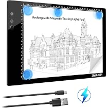 TOHETO Plateau lumineux rechargeable A4 avec sac de transport pour peinture à diamants, boîte lumineuse ultra brillante pour le traçage, boîte lumineuse sans fil pour le traçage et le dessin, panneau TOHETO Plateau lumineux rechargeable A4 avec sac de transport pour peinture à diamants, boîte lumineuse ultra brillante pour le traçage, boîte lumineuse sans fil pour le traçage et le dessin, panneau