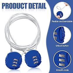 6 Pieces Cable Locks Combination Locks Cable