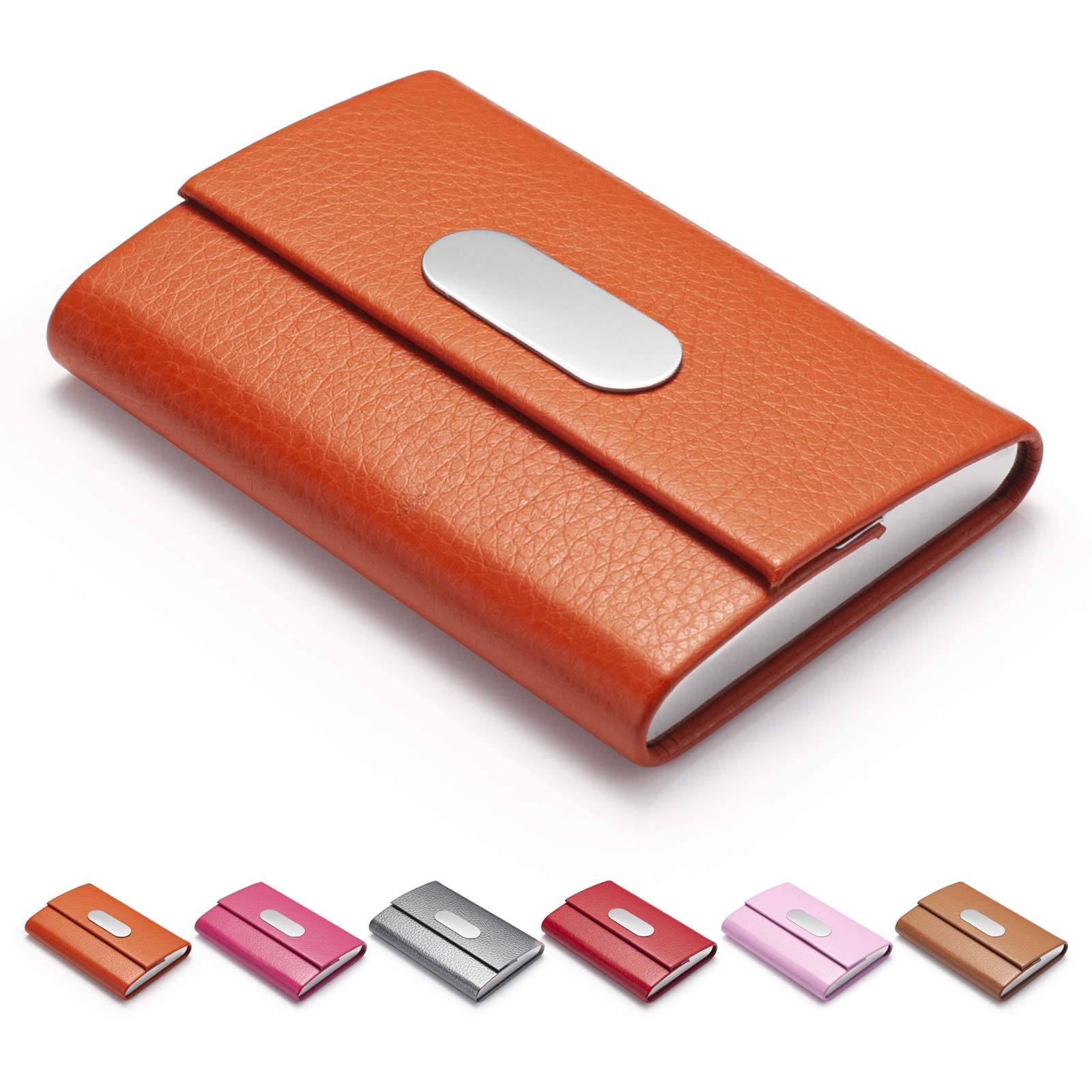 FACATH Business Card Holder, PU Leather Slim Business Card Case - Business Card Carrier ID Case/Wallet Pocket Business Name Card Holder for Women and Men