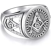 URONE Masonic Ring 925 Sterling Silver Freemasonry Rings Mason Symbols Jewelry For Men #8