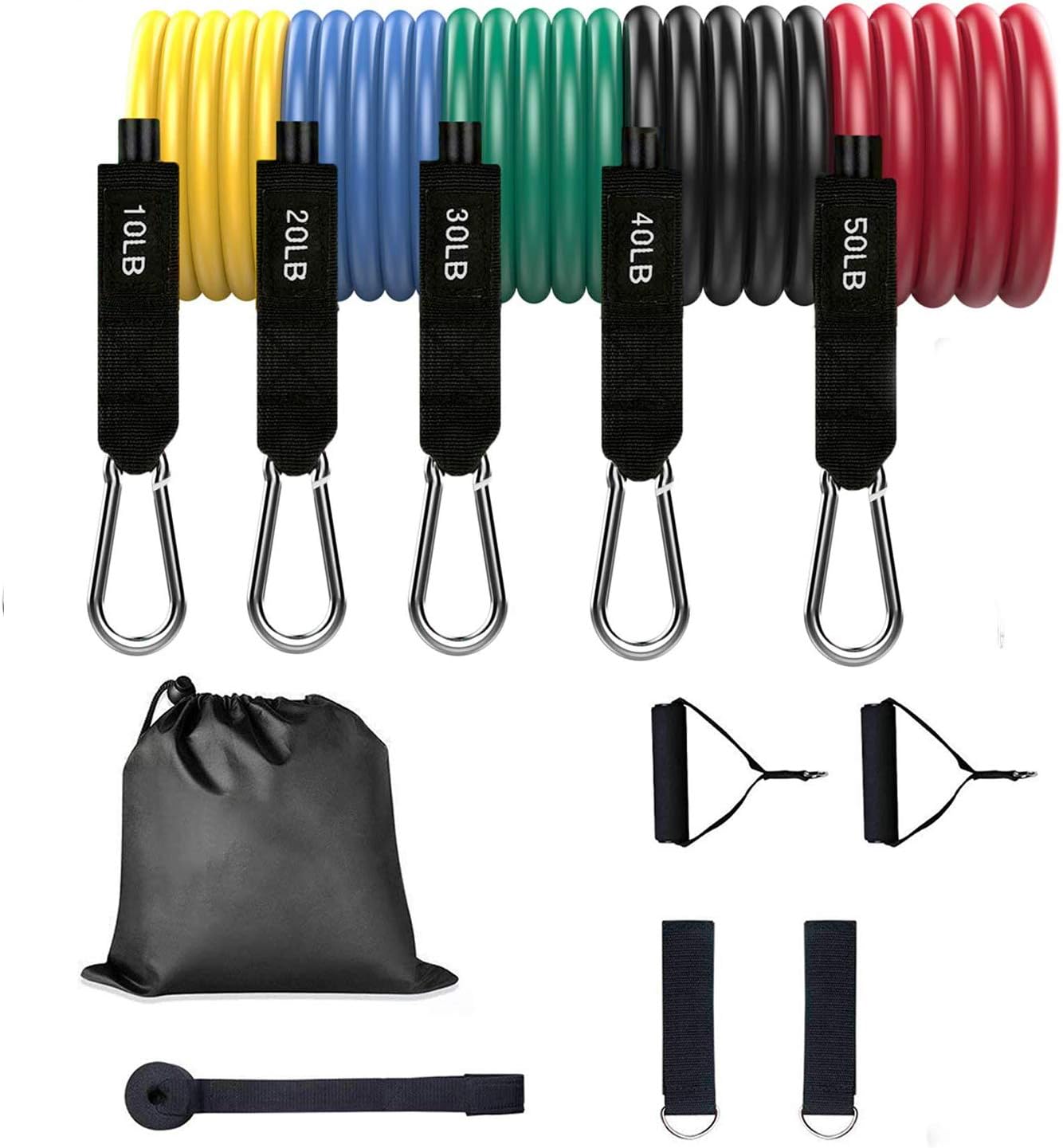 ADTZYLD Exercise Bands Resistance Bands Set, Workout Equipment for Home Workouts - with Door Anchor, Handles and Ankle Straps - Stackable Up to 150 lbs - for Resistance Training,Physical Therapy