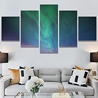 SIGNWIN 5 Panel Canvas Wall Art Astronomy & Space Contemporary Cosmic Dramatic Green Group Photography Realism Ultra for Home Decorations Ready to Hang - 60