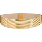 XMQBIEE Women Wide Elastic Belt, Black Gold Silver Stretchy Waist Corset for Dressess