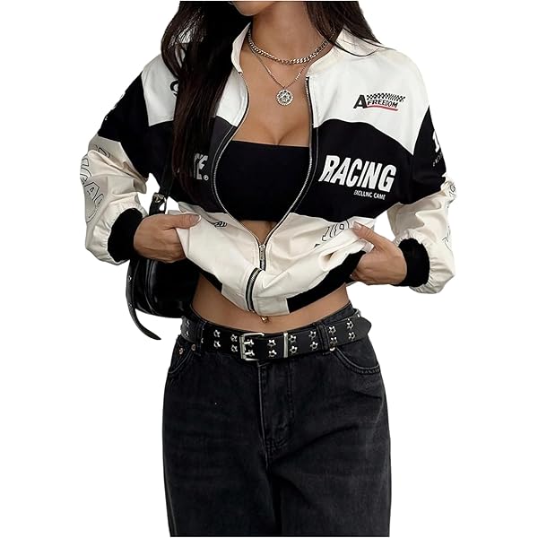 Amazon.com: SOLY HUX Women's Racing Jacket Race Car Driver Bomber