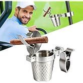 Cigar Holder for Golf Cart, Portable Cigar Ashtray, Fits 10–70 mm Rings | Portable, Windproof, Odor-Free Lidded Smokeless Ashtrays: Car, Patio, Indoor & Outdoor Cigar Butt Disposal Tray, Ideal Gift