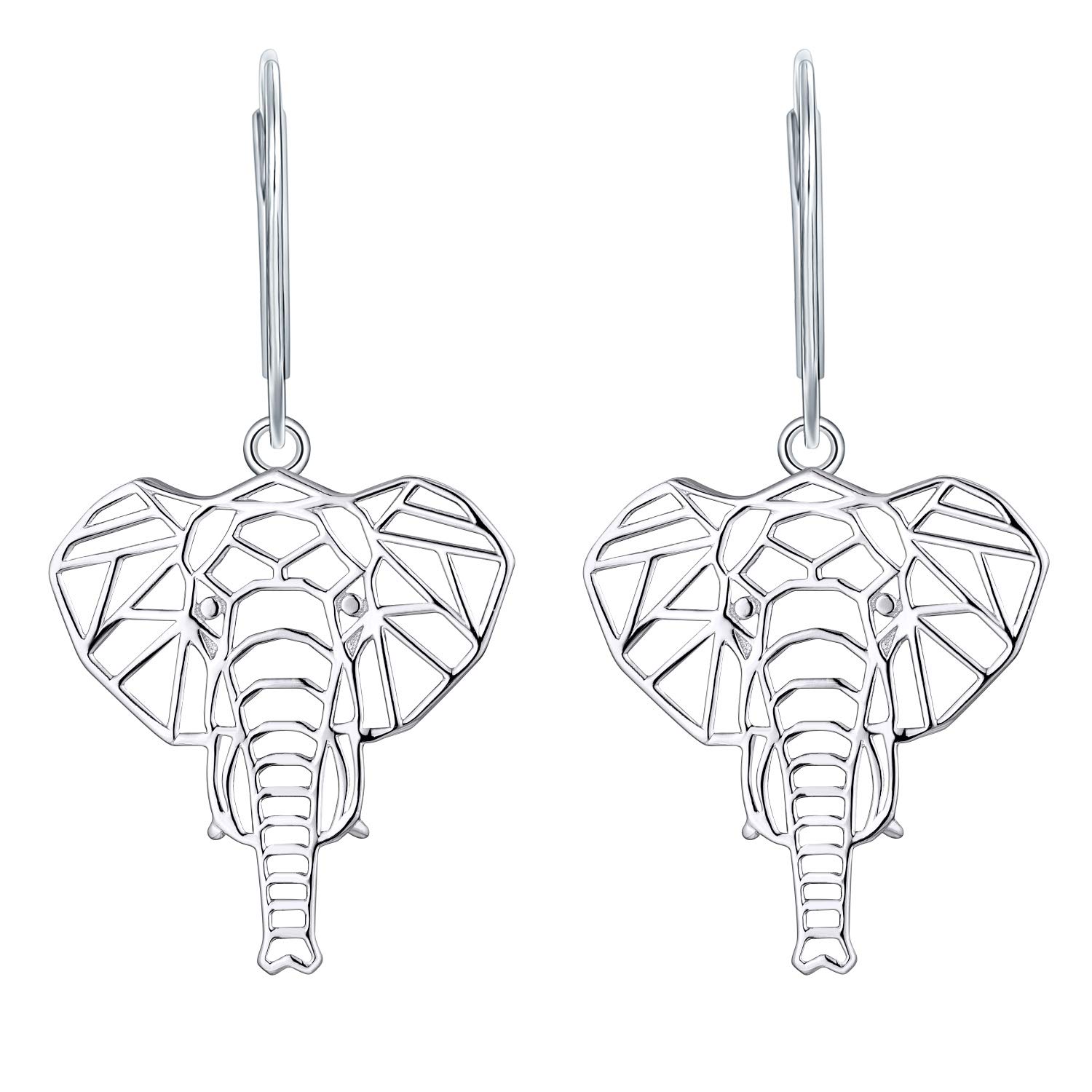 JO WISDOM Elephant Earrings,925 Sterling Silver Animal Leverback Dangle & Drop Earrings with White Gold Plated,Jewelry for Women — image 1