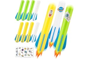 Banvih Rocket Launcher Refills for Kids, 8 Foam Air Rockets, Outdoor Toys Games Launcher Accessories, Birthday Gifts for Toddler Boys Age 3 4 5 6 7 8+ Years Old