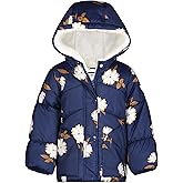 OshKosh B’gosh baby-girls Hooded Winter Coat, Navy With Stylish Allover Floral Design