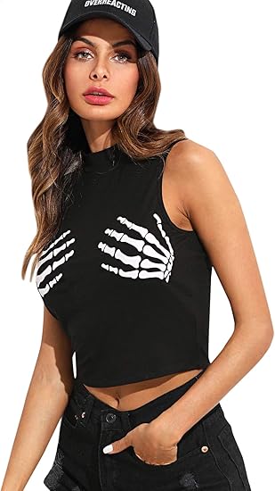 skull hands crop top