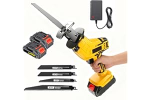 Cordless Reciprocating Saw: Variable Speed, Tool-Free Blade Change Electric Saw - Includes 2 Batteries, Charger, 4 Saw Blades
