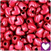 BeadTin Red Pearl 12mm Heart Pony Beads (250pcs)
