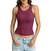 EasyGala Womens Built in Bra Tank Tops Cotton Ribbed Crew Neck Vest Basic Fitted Padded Tank Summer Trendy 2026