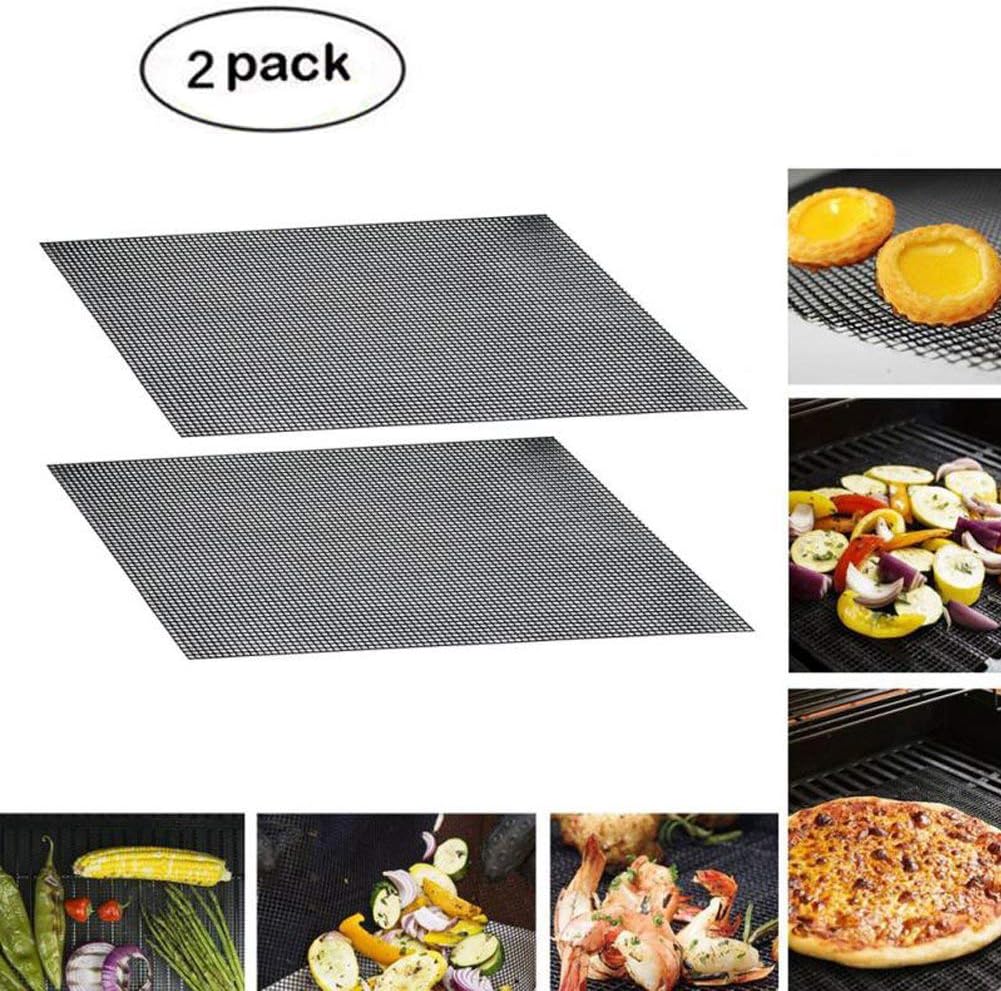 BBQ Mesh Mat Grill Tool Non Stick Set of 2 Grilling Mat for Cooking and Barbecues 13 x 17 inches Black