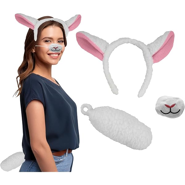 Diadema Con Orejas De Oveja Y Cola De Oveja – Accesorios De Cosplay De Sherpa Suave, Blanco, Tamaño 27 Cm Y 17 Cm, Perfectos Para Fiestas De Disfraces Y Halloween