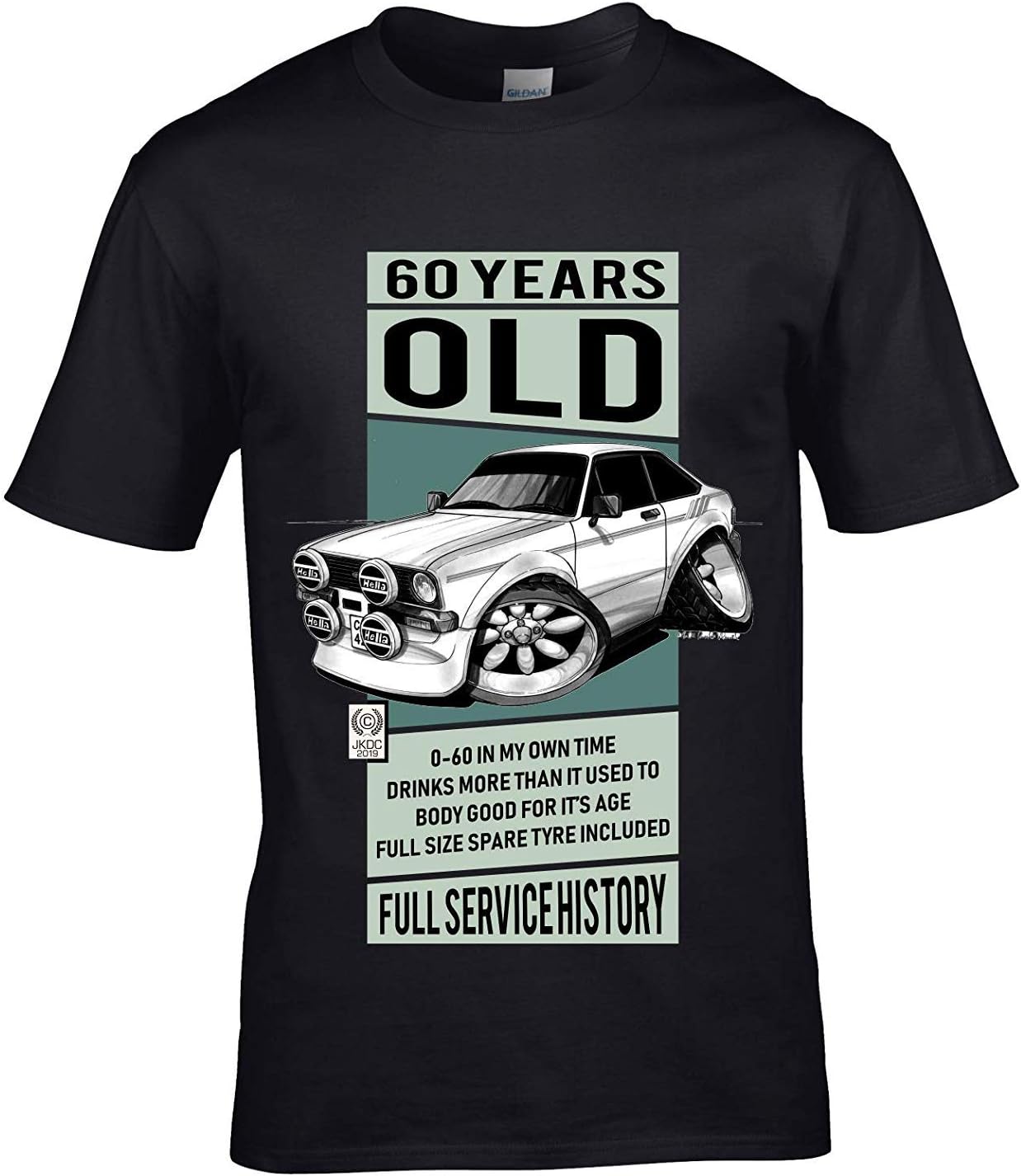 Premium Funny 60 Year Old Koolart Licensed Retro Mk2 Escort RS Mexico Car Image 60th Birthday Gift Men's Black t-Shirt top