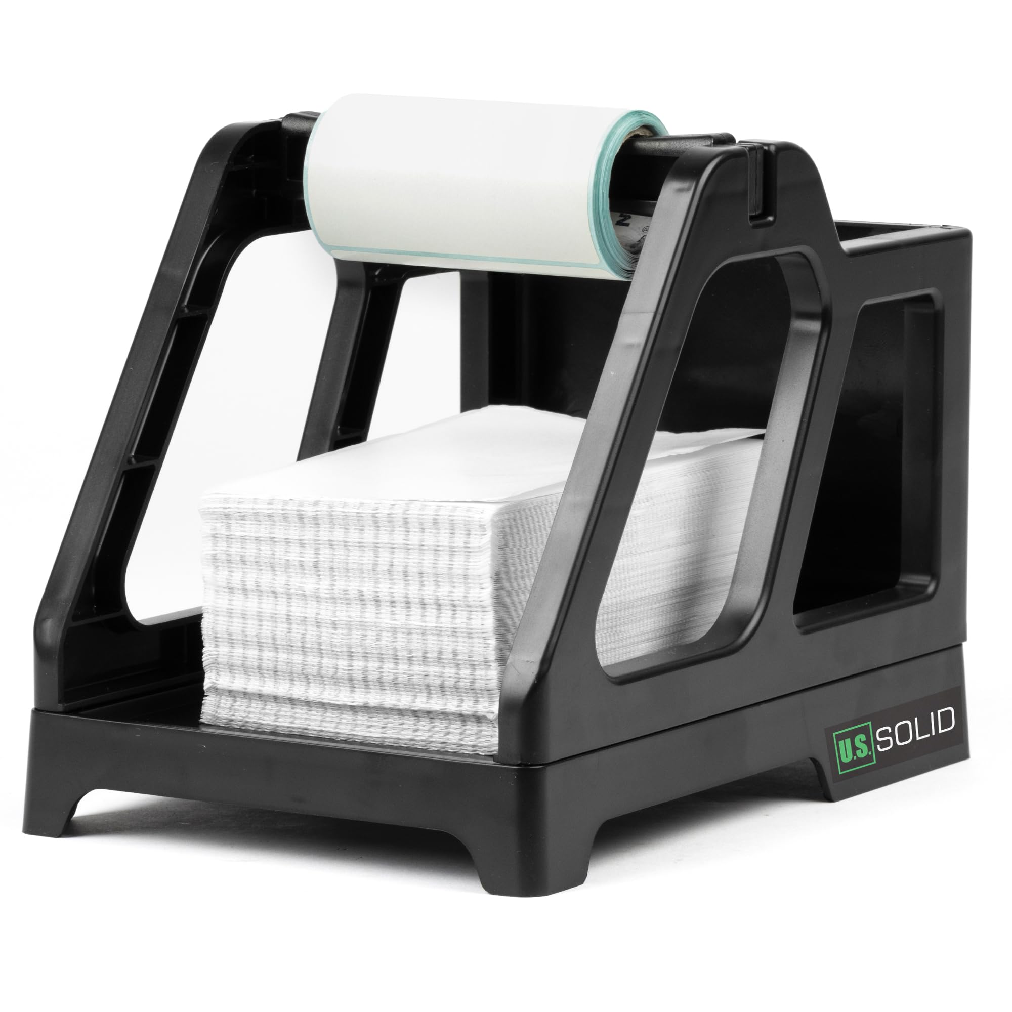 U.S. Solid Label Holder for Rolls and Fan-Fold Labels, 4x6 Label Roll Holder for Desktop Label Printer