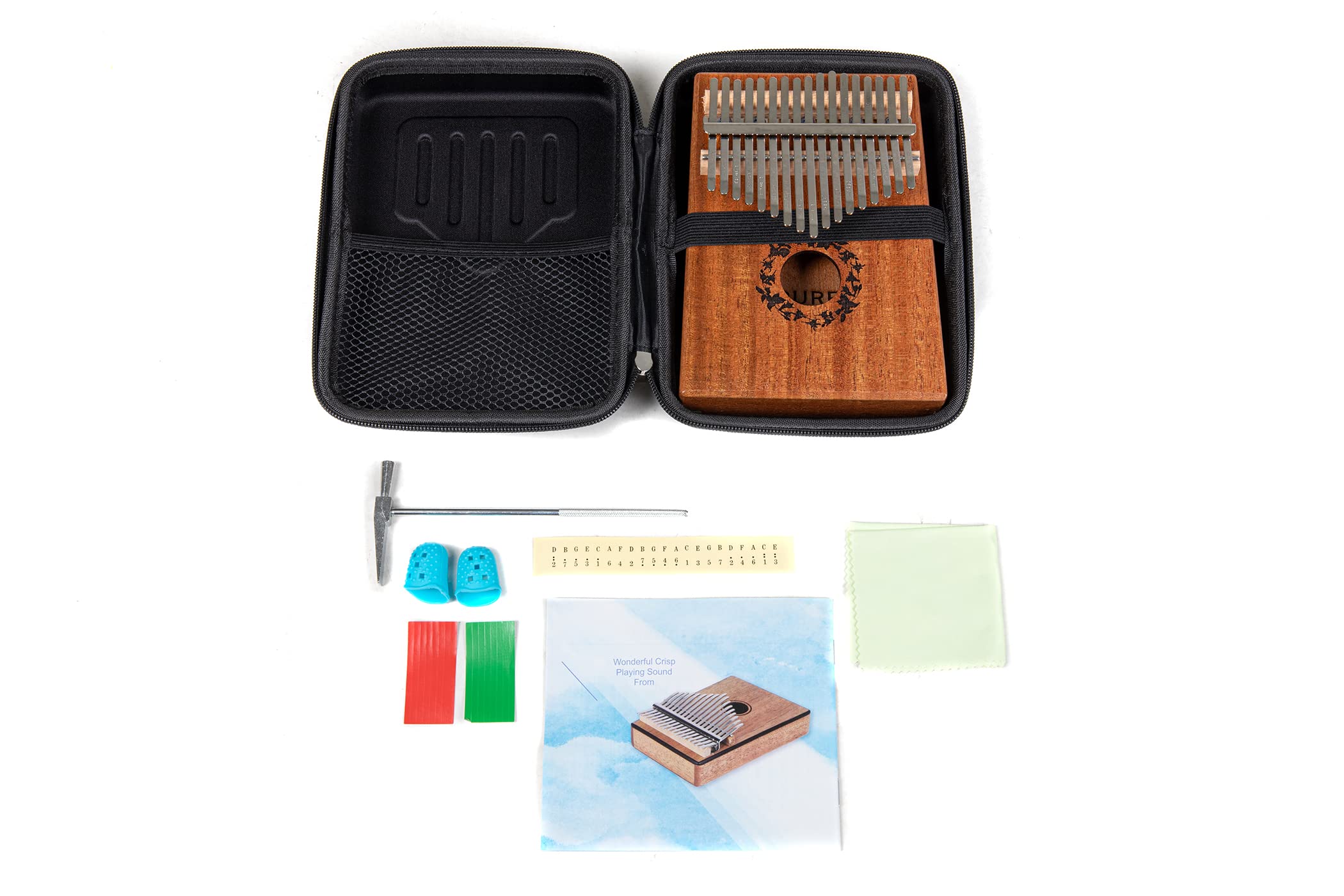 GEWA Kalimba thumb piano mahogany, motif reeds, 17 steel reeds, tunable, incl. bag, tuning hammer, instructions