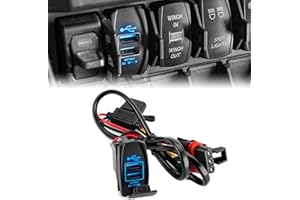 WeiSen Plug & Play Dual USB 4.2A Charger, Rocker Switch Style 18 AWG 12V/24V Fast Charge with Pulse Power Bar Plug Connector Compatible with Polaris RZR Ranger General Pulse Bus Bar