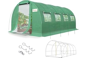 KING BIRD Premium 20x10x6.6FT Greenhouse for Outdoors, Large Walk-in Upgraded Galvanized Metal Frame, Mesh Door Screen Window Improved Zipper Tunnel Hoop for Garden Plant Winter, 2 Stiffeners, Green