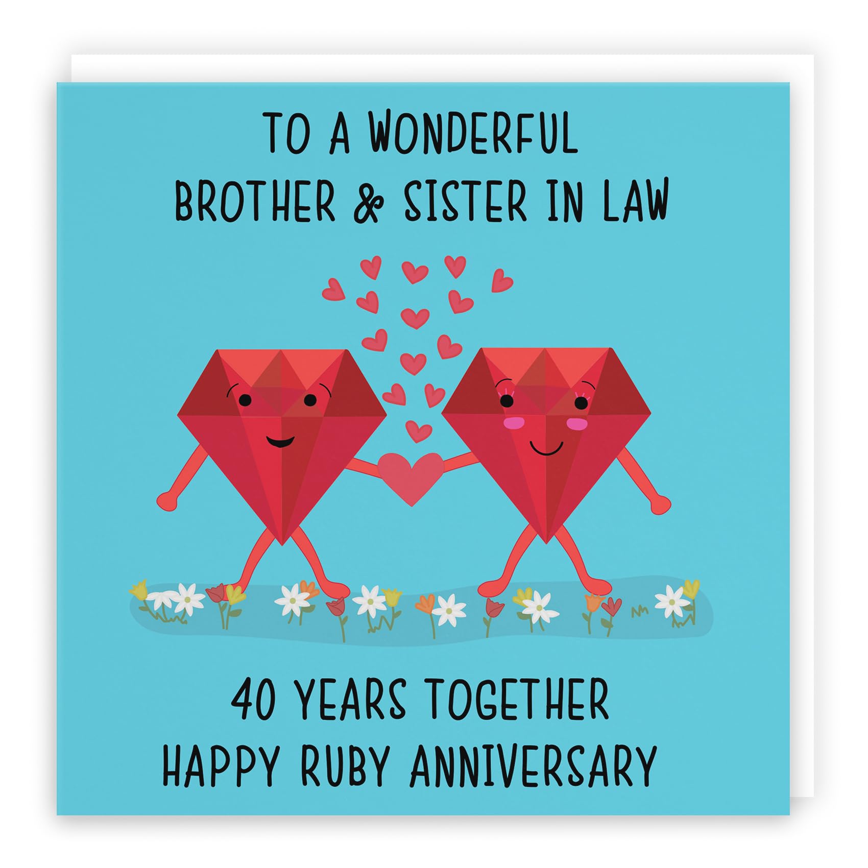 Hunts England - Brother And Sister In Law 40th Anniversary Card - To A Wonderful Brother & Sister In Law - 40 Years Together - Happy Ruby Anniversary - Iconic Collection — image 1