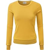 JJ Perfection Simple Soft Knit Sweater Crew Neck Long Sleeve Casual Basic Pullover Sweater Tops for Womens with Plus Size